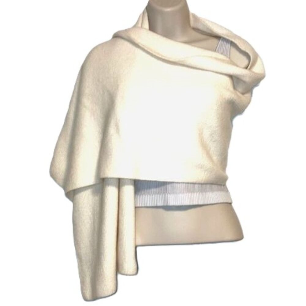 J CREW Alpaca and Wool Thick Ribbed Scarf Cream Cozy Warm Unisex 66 x 16 inches